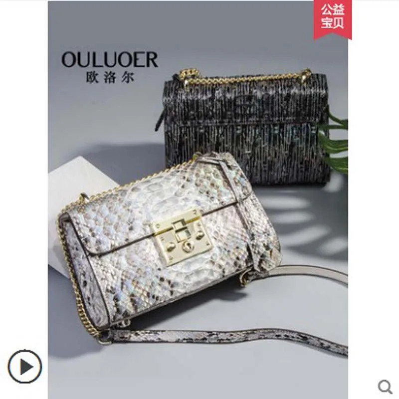 Authentic Mode Frauen Neue Python Ouluoer a2 Einzel 2018 Crossbody Leder A1 Kette Tasche tasche Trend schulter Haut 1dqdw7
