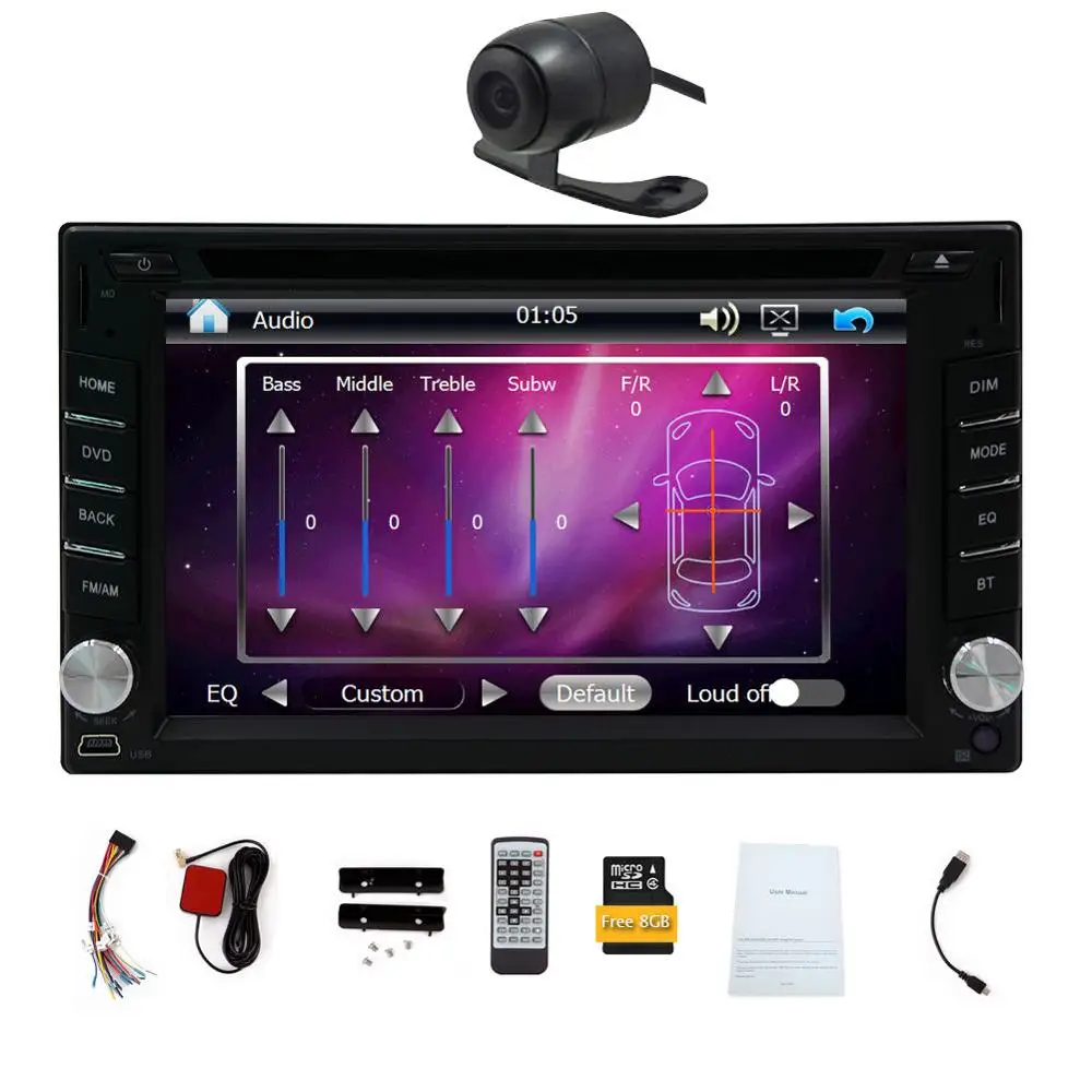 Cheap NEW Bluetooth GPS Car Stereo DVD Player With 6.2" Double 2 Din Radio RDS Map+CAM 4