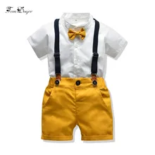 Tem doger/комплекты одежды для мальчиков летний детский костюм для мальчиков Топ с короткими рукавами+ шорты+ ремень, комплект из 3 предметов Одежда для мальчиков