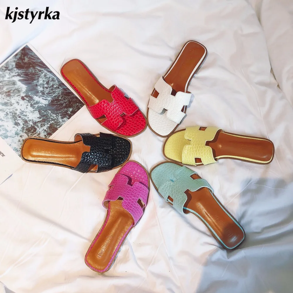 

Women slippers 2019 Fashion bathroom outside casual summer candy colors beach shoes square toe slides pantoufle femme