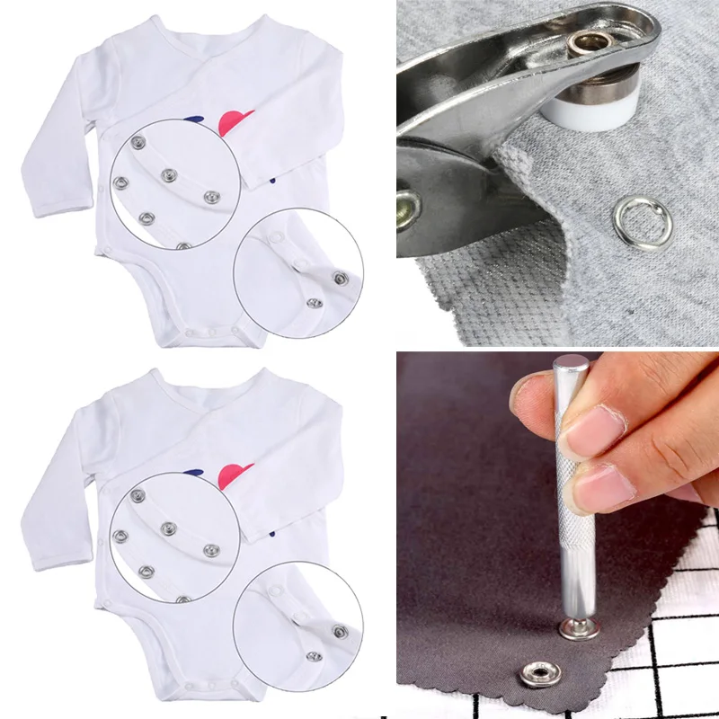 

100pcs/Set Metal Buttons Claw Buckle Installation Tool Spray Paint Snap Rivet with Piler HUG-Deals