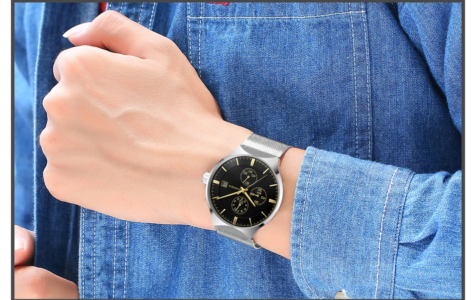 2018 GUANQIN Brand Luxury Men's Fashion Chronograph Calendar Watches Men Business Casual Mesh Band Waterproof Quartz Wrist Watch