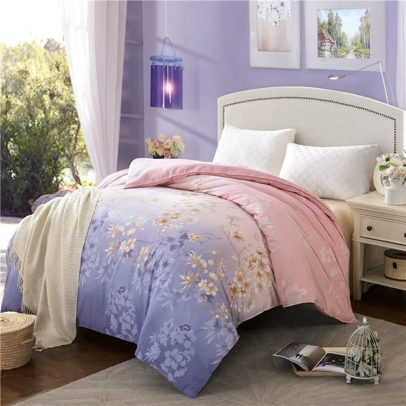 Beautiful Lilac Print Single Double Duvet Covers With Zipper 100