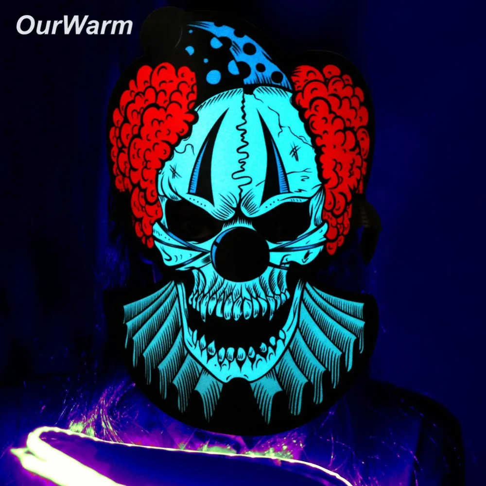 

OurWarm Voice Control Halloween Mask Led Light Up Party Masks Cosplay Costume Carnival Halloween Party Decoration Supplies
