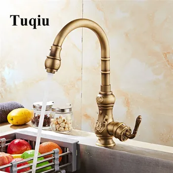 

Kitchen faucet Antique Copper Tap cold hot Carved Sink faucet Vegetable wash basin sink mixer 360 degree rotating faucet