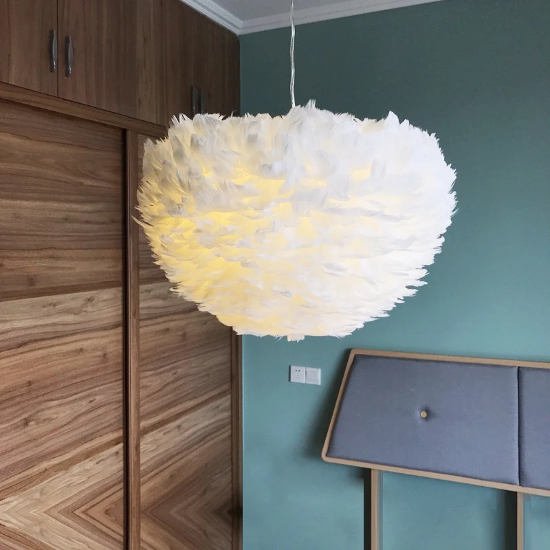 

Parlor Pendant Feather Lamp with 3Color Bulb Multicolor Bedroom Living Room HangLamp Fashion LED LIGHT 30CM