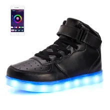2017 New APP Control Men Fashion Luminous Shoes High Top LED Lights USB Charging Colorful Shoes Unisex Lovers Casual Flash Shoes