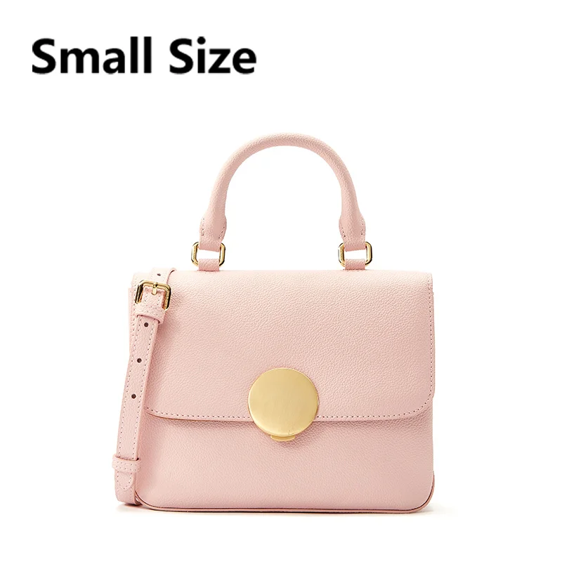 EMINI HOUSE, женские сумки с замком, с верхней ручкой, спилок, кожа, ручная сумка, женские роскошные сумки, сумки, дизайнерская сумка на плечо для женщин - Цвет: Pink Small