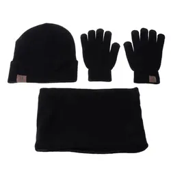 3 шт. унисекс Для мужчин Для женщин шапка шарф Сенсорный экран Прихватки для мангала теплые Зимний комплект одноцветное