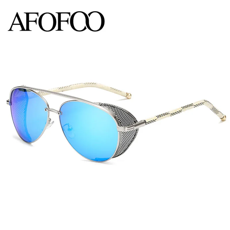 AFOFOO новые модные стимпанк Солнцезащитные очки Роскошные брендовые Дизайнерские мужские женские зеркальные солнцезащитные очки UV400 Винтажные Солнцезащитные очки