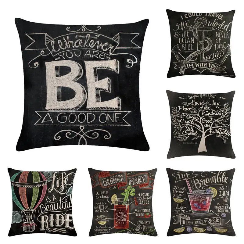 

45cm*45cm design of chalk painting on blackboard linen/cotton throw pillow covers couch cushion cover home decorative pillows