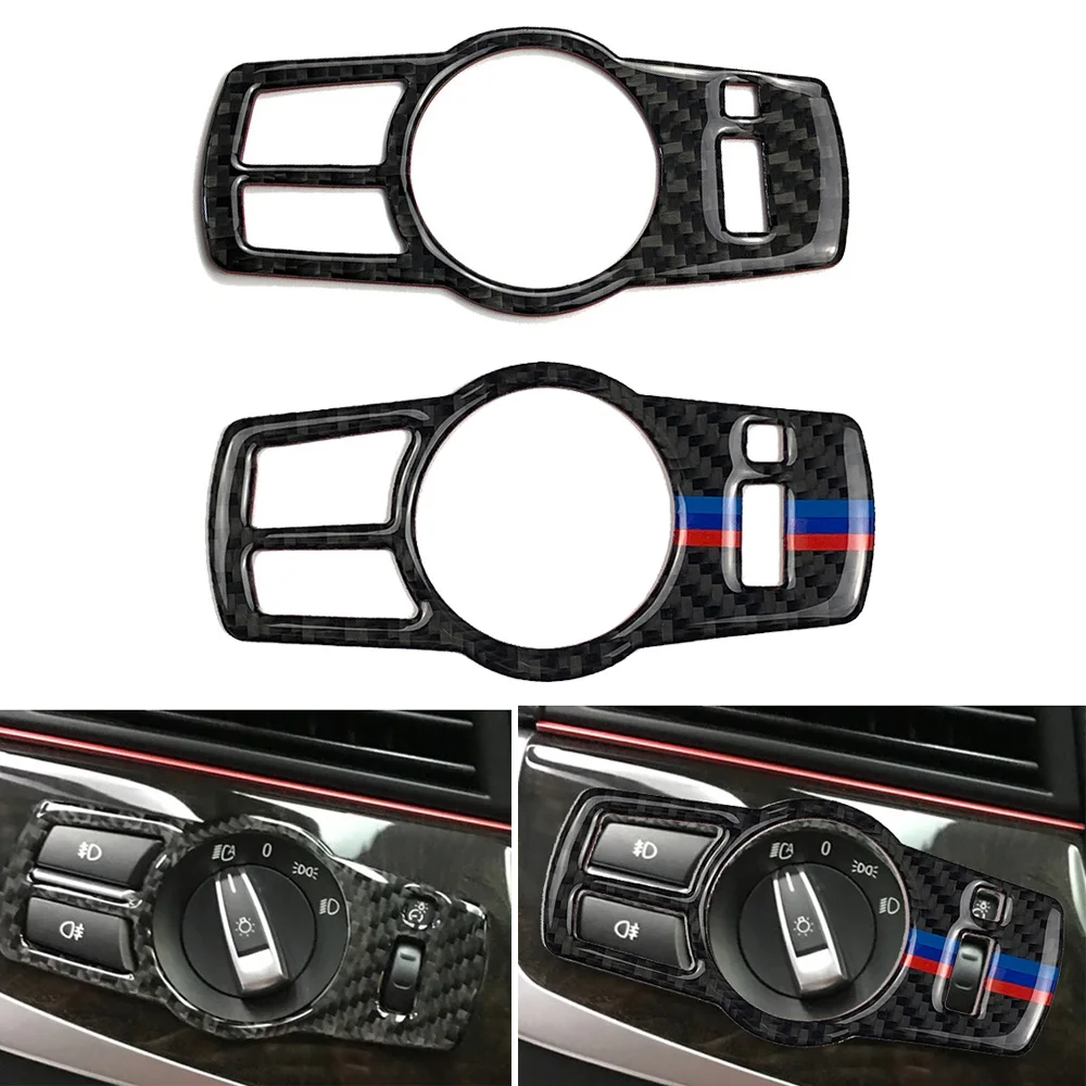 Наклейка из углеродного волокна на крышку переключателя фар для BMW 5 серии F10 F07 F25