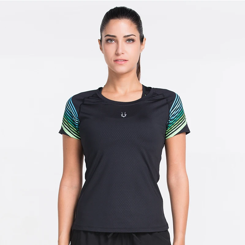 Женская футболка для бега, для занятий спортом, для тренировок, подходящий для ФИТНЕССА, для упражнений, футболка для спортзала или йоги, с коротким рукавом - Цвет: 70202