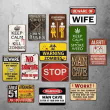 Предупреждающий стиль винтажная жестяная вывеска художественная живопись бар паб кафе-гараж отель декор стен для дома металлический плакат