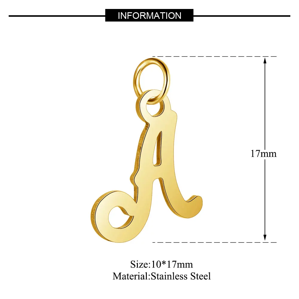316L украшения с буквами алфавита из нержавеющей стали золотого цвета DIY инициалы из A-Z подвеска с алфавитом с ДЖАМП-кольцо аксессуары - Окраска металла: T544G-A
