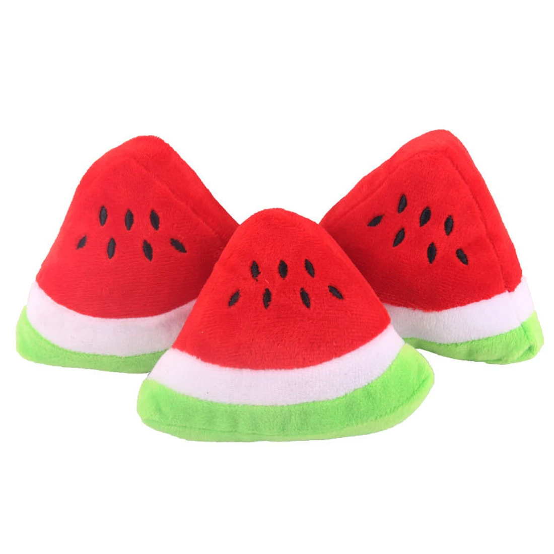 Pet Dog Chew Toy Squeaker Squeaky Plush And Cotton Triangle/Ball Watermelon Sound Toys For