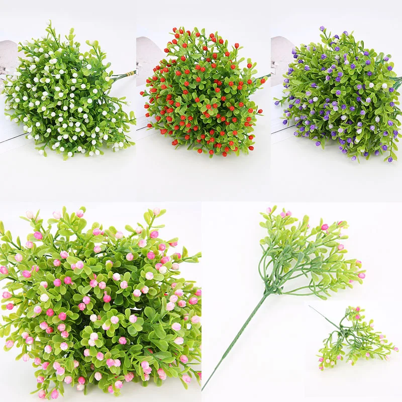 

1PCS 24cm Milan Artificial Flower Plastic Wedding Fake Flowers For Table Flower Home Decorations Festival Supplies