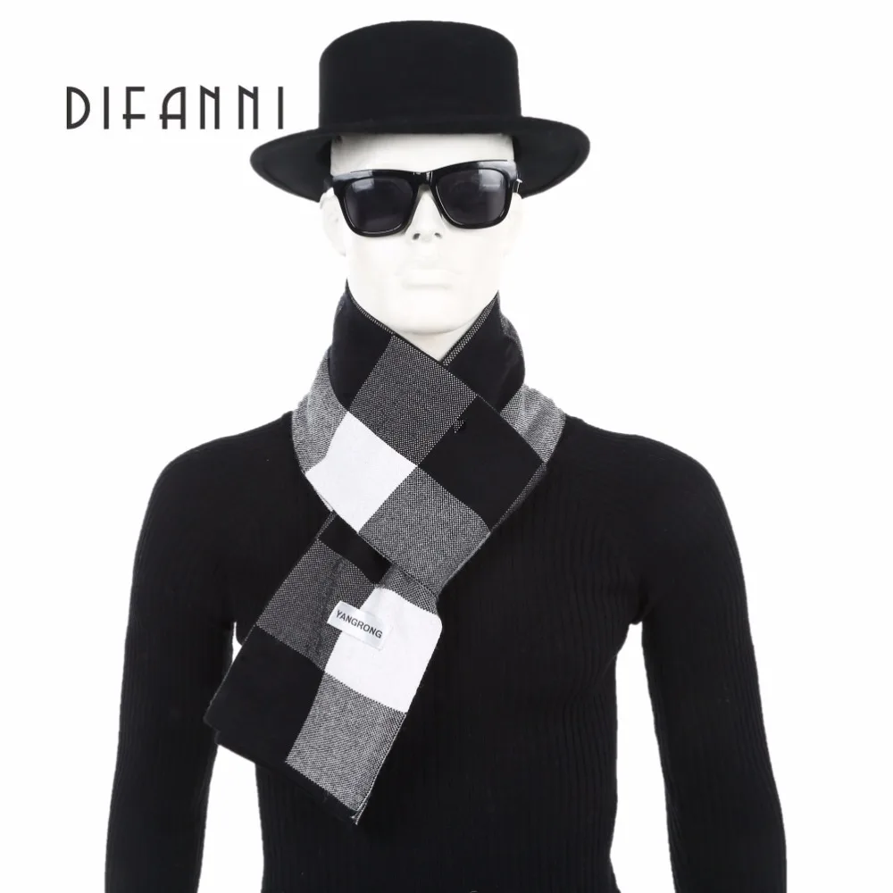 

Difanni 2017 Hot winter luxury Brand Big Size plaid scarf Men Long Neck Warm Cashmere Scarves Bufanda Wool scarf Knitting