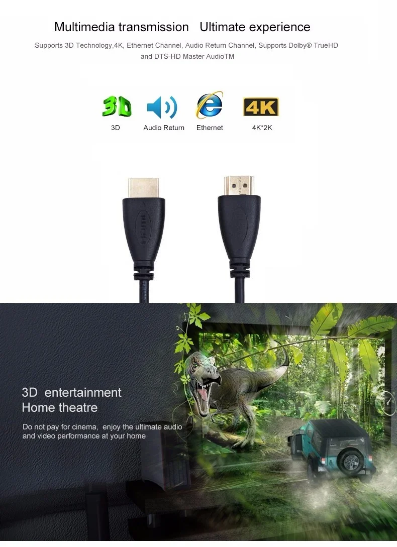 hdmi cable 1m 1.5m 2m 3m 5m 10m 15m  6ft 3ft 10ft  HDMI Cable with Ethernet FOR HDTV's DVD players satellite set top boxes DVRs