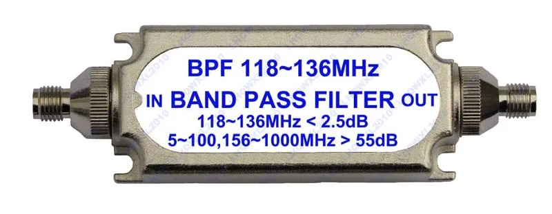 SMA полосовой фильтр BPF 118-136 МГц для авиационной полосы A6-011
