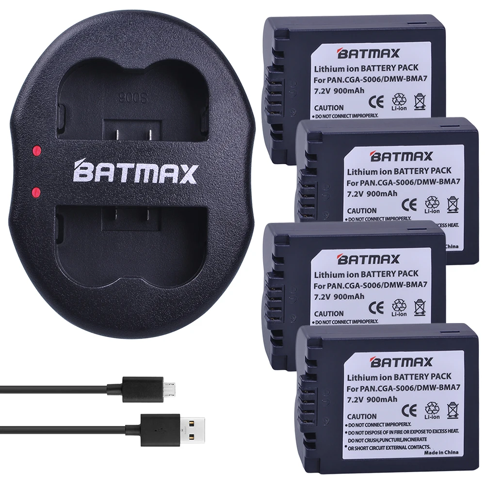 USB Doble Cargador De Batería Para Panasonic CGA-S006e CGR-S006 CGR-S006e DMW-BMA7