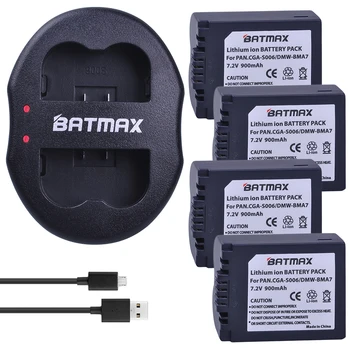 

4pc 900mAh CGA-S006 CGR S006E S006 Camera Battery +Dual USB Charger for Panasonic DMC-FZ7 FZ30 FZ50 FZ28 FZ18 TZ8 FZ8 Camera