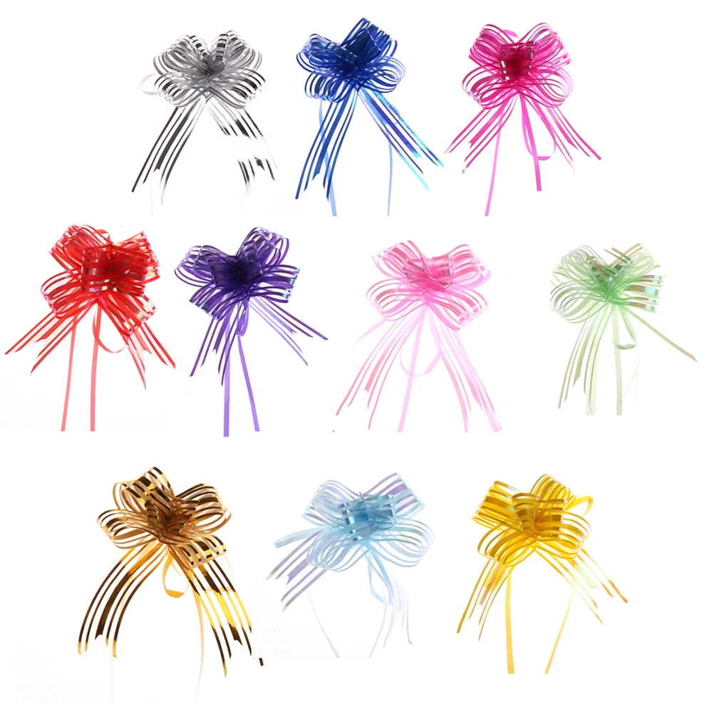 

10Pcs DIY Yarn Pull Bows Ribbons Wedding Organza Wedding Party Flower Decor Gift Wraps Party Decor Flower Garland