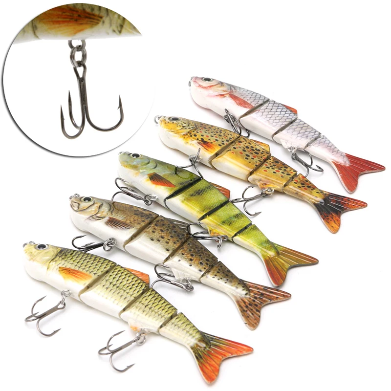 

NEW 4-Segement Pike Fishing Lures With Mouth Swimbait Fishing Tools 12cm 17g