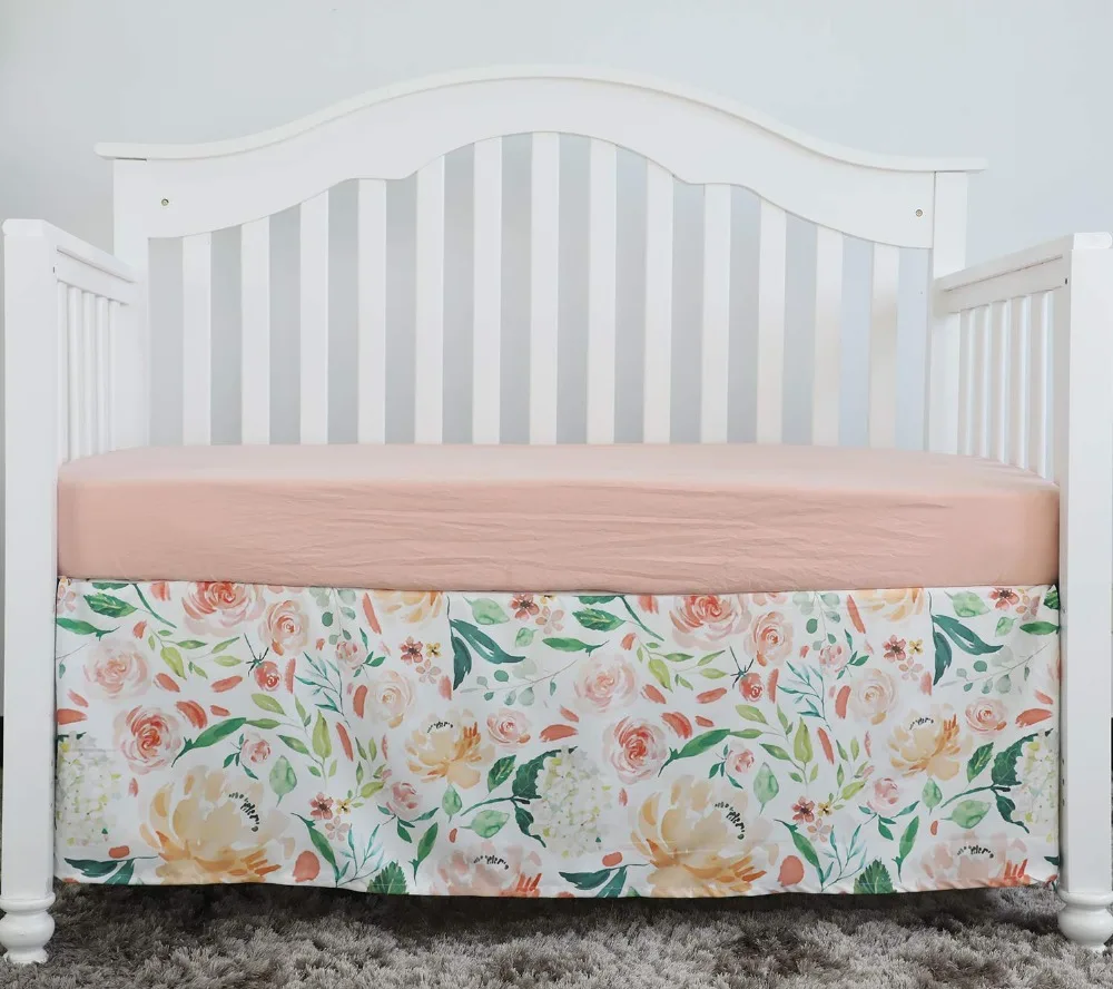 

Crib Bed Skirt Dust Ruffle for Baby Girls Boys Bedding Sets(Secret Garden)