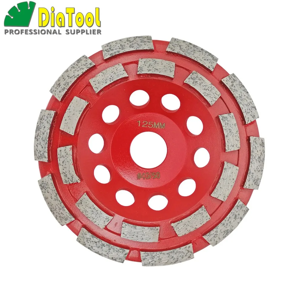 DIATOOL 5inch Diamond Double Row Grinding Cup Wheel For Concrete