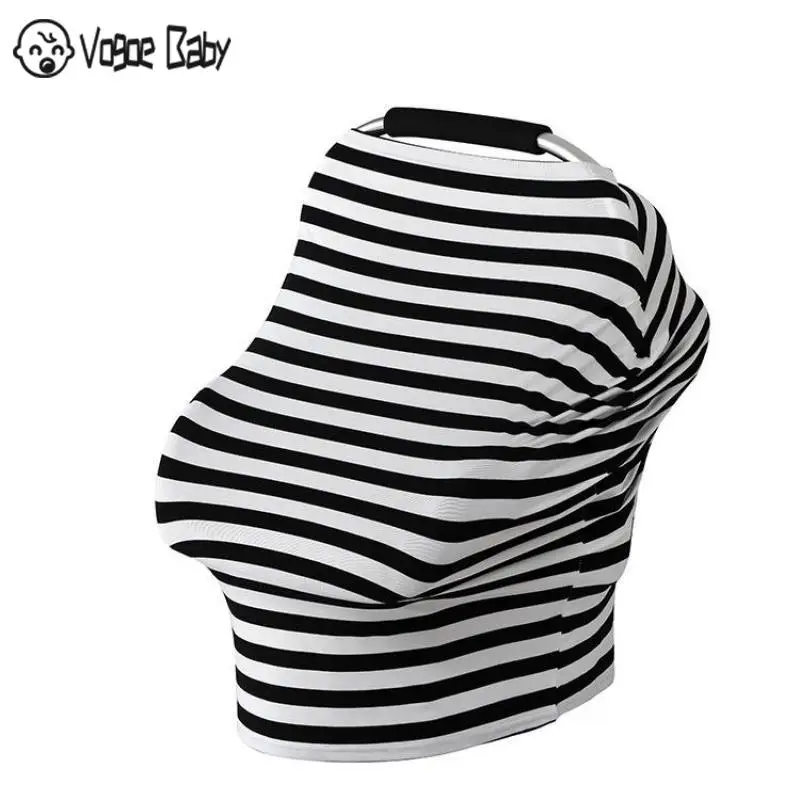 Striped Baby Car Seat Cover Nursing Cover for Newborn Baby Feeding Cotton Baby Car Seat Canopy Soft Breastfeeding Shawl 7479