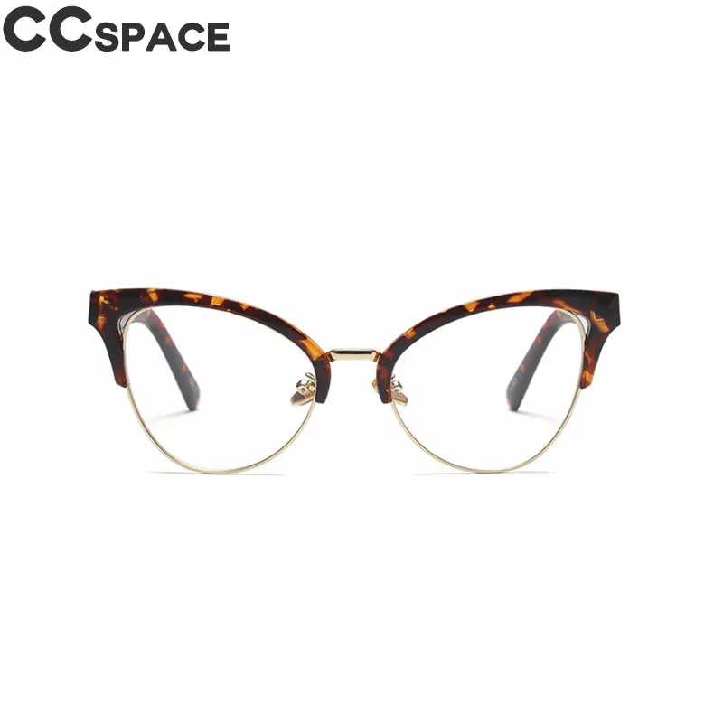 Half Frame Cat Eye Hollow Glasses Frames Women Trending Optical Fashion Computer Glasses 45640 - Цвет оправы: C5 leopard