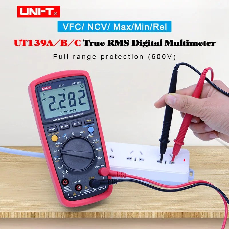 True RMS цифровой мультиметр UNI-T UT139A UT139B UT139C AC DC напряжение тока Омметр Емкость Тестер Авто/ручной диапазон NCV