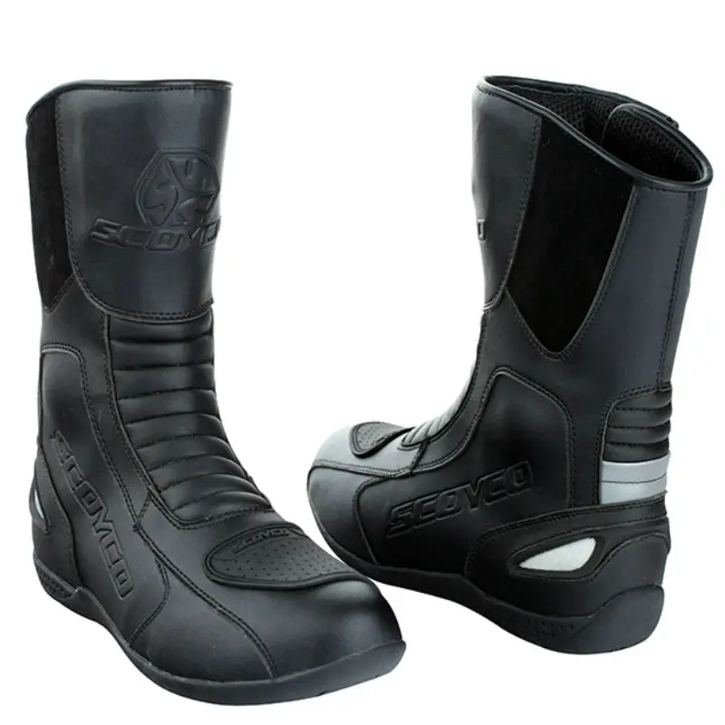 Protective Motorcycle SCOYCO MBT008 Moto Racing Boots Shoes Leather Motorbike Road Motocross