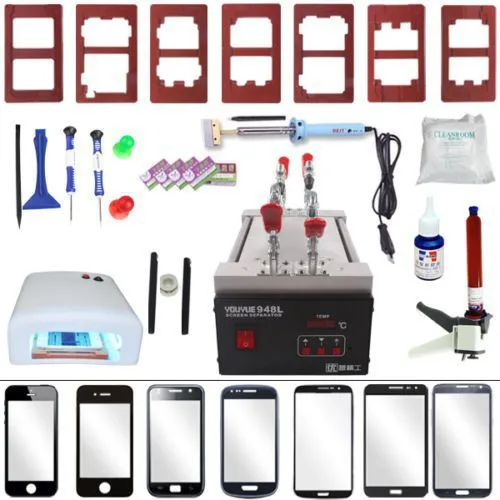 LCD Separator Machine YOUYUE 948L Touch Screen Repair Glass Full Set (Mold+Glass+Wire+Lamp+Glue Gun+Glue+Remover) For Cell Phone