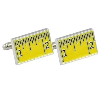 

Creative Yellow Ruler Cufflinks Copper Enamel Cuff Links Shirt Cuff Buttons Men's Jewelry Accessory Fashion Gift 10pairs/lot