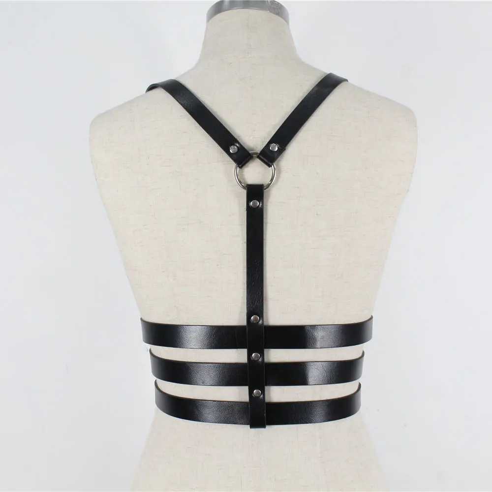 Fullyoung 2Pcs Set Sexy Leather Harness Sexy Chest Belt For Women Waist To Leg Body Belt Punk Suspenders Straps Band Garter