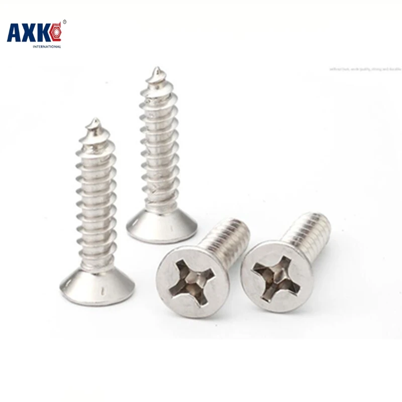

Axk 1000pcs M1*3/4/5/6 1mm Nickel Plated Phillips Flat Head Countersunk Head Self Tapping Screw