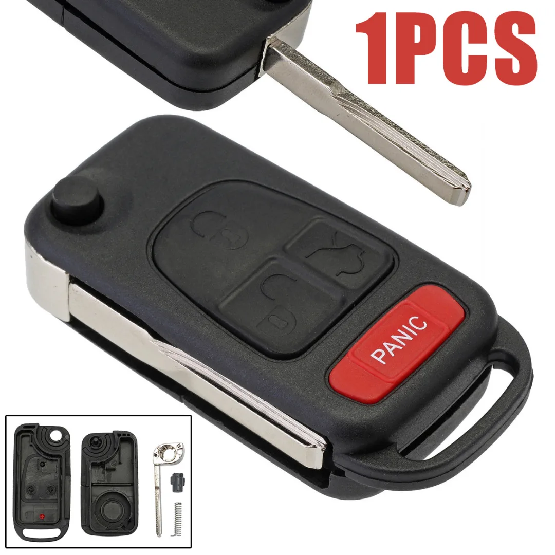 Mayitr 1pc 4 Button Key Case Folding Flip Remote Key Fob Case Shell For Mercedes Benz ML320 ML55 AMG