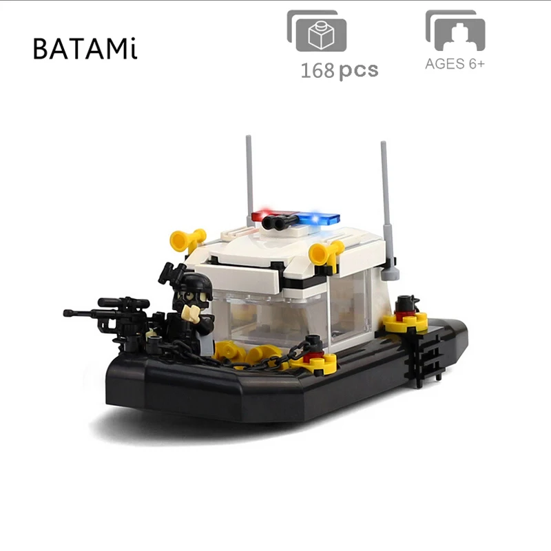 

Model building kits Compatible with Lego city building block city Police station Swat Boat sets 168 pcs 1 Bricks minfigures toys