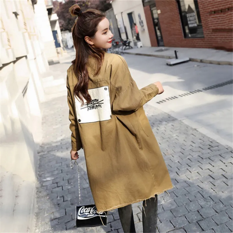 vent Black Lâche Longue Nouveau Taille Automne Denim Printemps Femmes Coupe Manteau Mi Simple khaki Tranchée Fashion431 Grande 2018 Occasionnel Femelle nS1AwPfqn