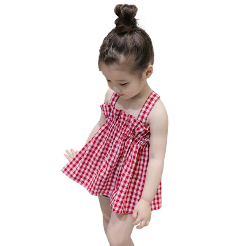

WEIXINBU kids girls dress Summer dresses for party and wedding dress for girl kids cotton girls plaid dresses kids clothes