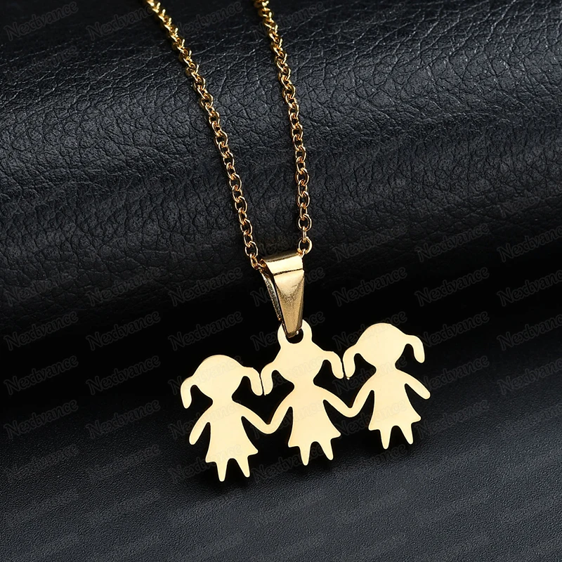 Nextvance три девушки рука в руку сестры семья ожерелье серебро/золото нержавеющей стали кулон ожерелье на день рождения дочери