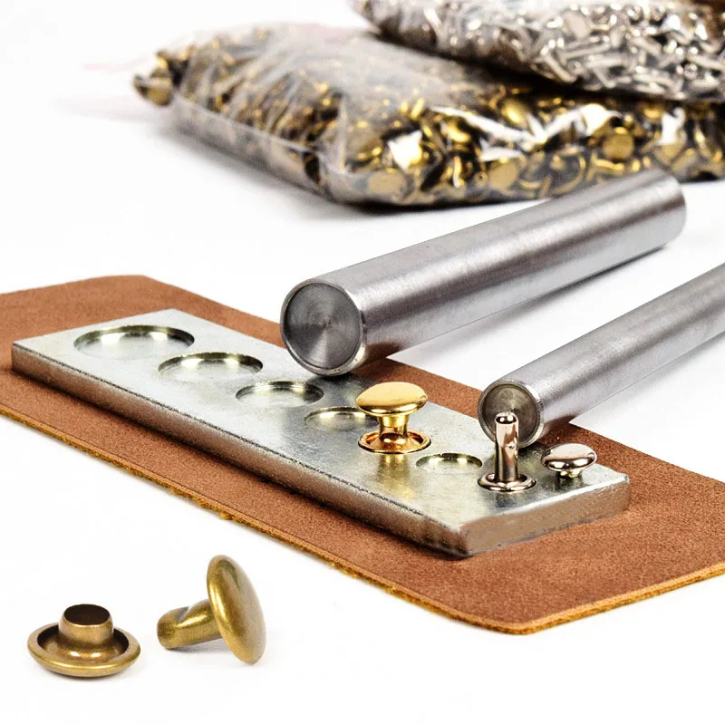 

Leather Mushroom Rivets Puncher Leather Craft Round Rivets Punch Tool With Stand With hammer Tools set