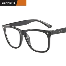 Корейские очки Женские Ретро квадратная оптическая рамка с гвоздями уникальные художественные заклепки пластиковая оправа прозрачные линзы матовый черный