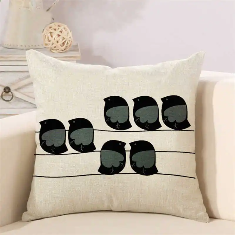 animal pillow case linen bird cushion cover (4)