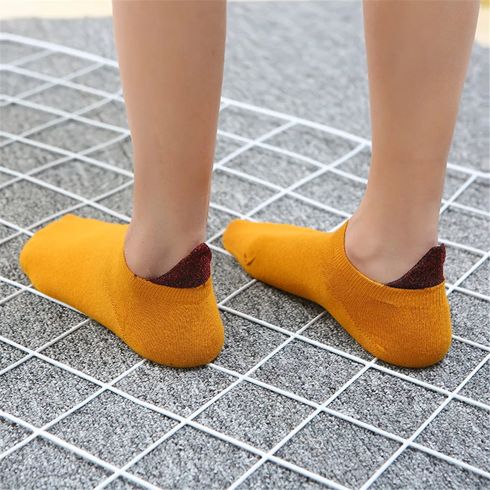 Модные женские повседневные хлопковые дышащие удобные носки-лодочкой для девочек короткие Socksnovedades 19 por mayorcalcetines divertido mujer 0,6 - Цвет: Yellow