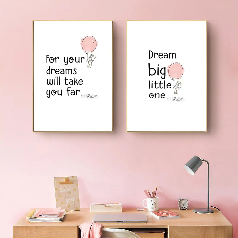 Dream Big Nursery Quotes Canvas Poster Simple Wall Art Print Minimalist Nordic Kids Decoration Picture Baby Bedroom Decor