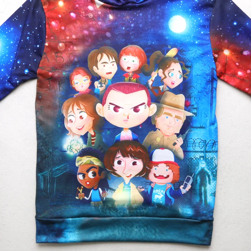 Детская верхняя одежда для мальчиков и девочек, свитшот, футболка с 3D-принтом «Галактика», «странные вещи», детские толстовки с длинными рукавами, модная одежда