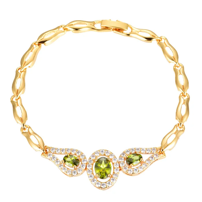 Модные женские CZ браслет золотой цвет шесть цветов AAA кубический цирконий шарм браслеты украшения подарки - Окраска металла: Green